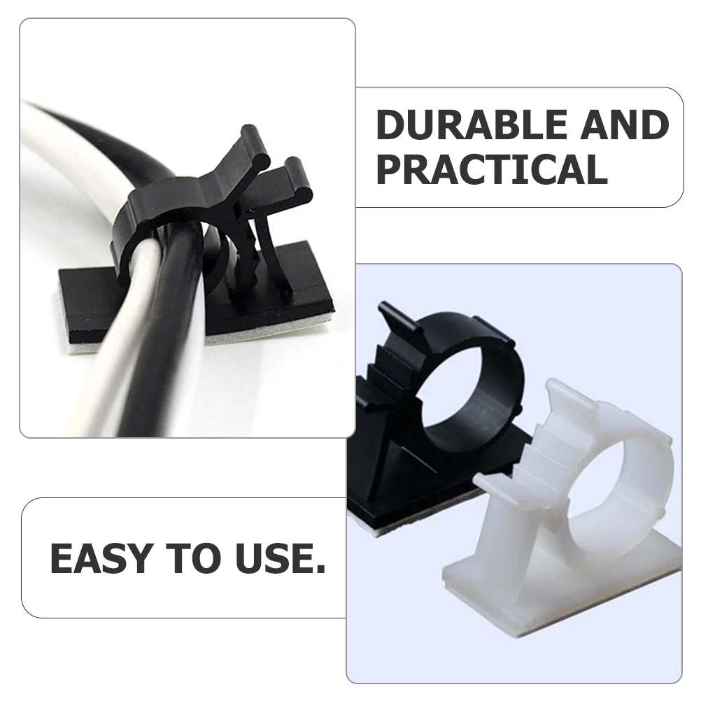 

100 Pcs Wiring Fixing Lock Wire Clip Home Cable Fixation Clamps Clips Adhesive Plastic Organizer Self-adhesive