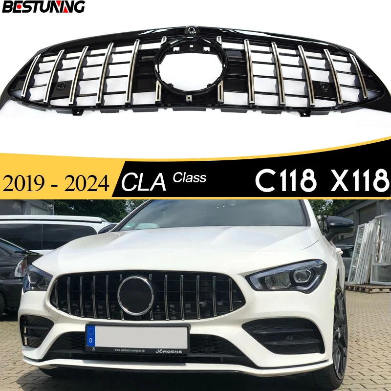 

CLA45 Type front Replacement Panamericana Grille for Mercedes 2019 - 2024 CLA Class Coupe C118 X118 CLA200 CLA250 CLA35 AMG