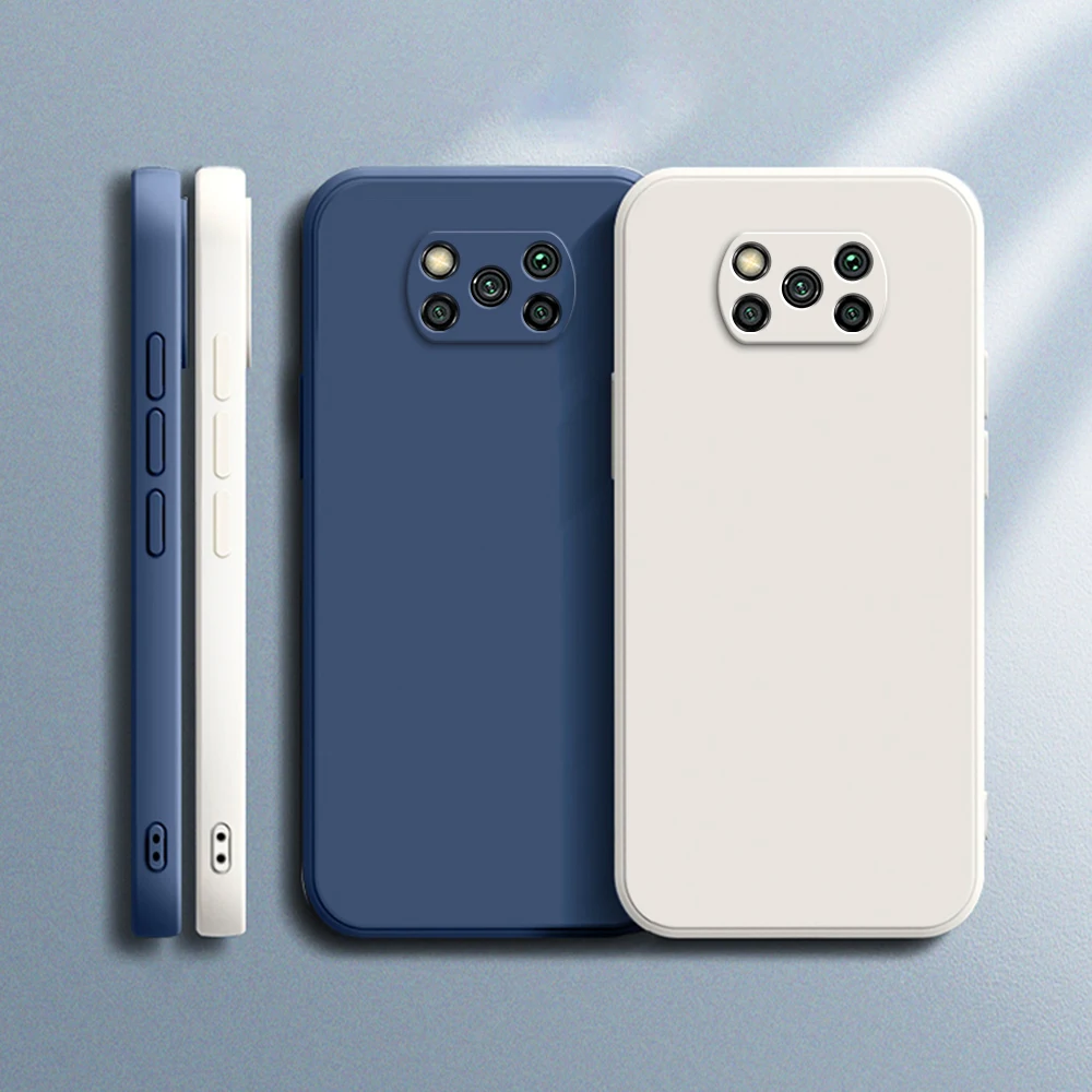 New Square Liquid Silicone Case for Xiaomi POCO X3 Pro NFC X3Pro X3NFC Soft Cover Coque image 2