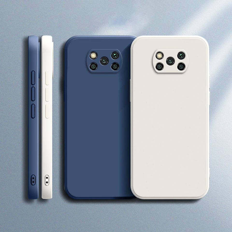 New Square Liquid Silicone Case for Xiaomi POCO X3 Pro NFC X3Pro