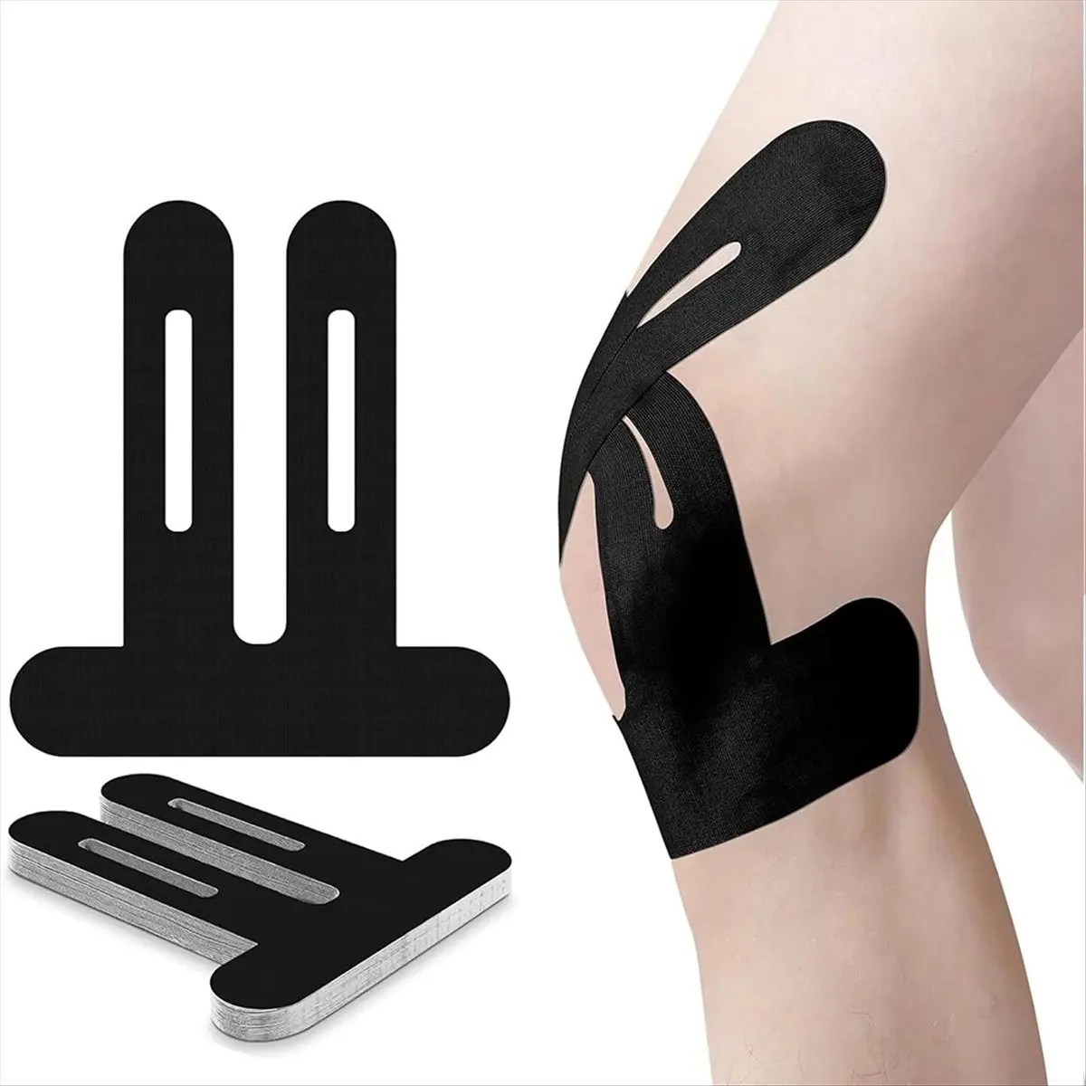 Fita de joelho pré-cortada para cinesiologia, fita impermeável para joelho para esportes, alívio da dor no joelho, suporte de longa duração, fita atlética com 10 peças