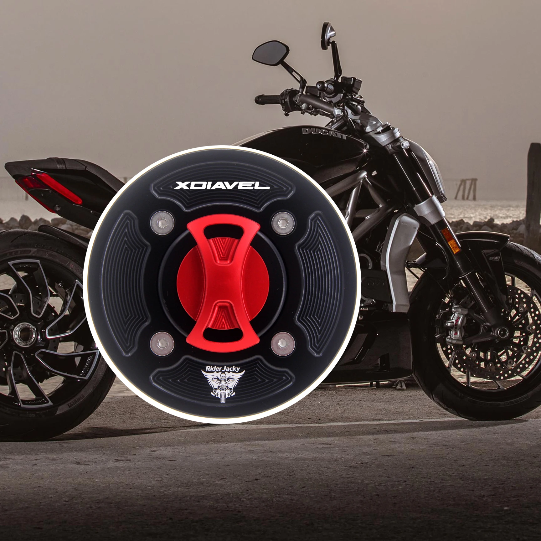 RiderJacky® For Ducati XDIAVEL/ X-DIAVEL S 2016 2017 2018 2019 2020 2021 2022 2023 Motorcycle Keyless Fuel Gas Tank Cap Cover