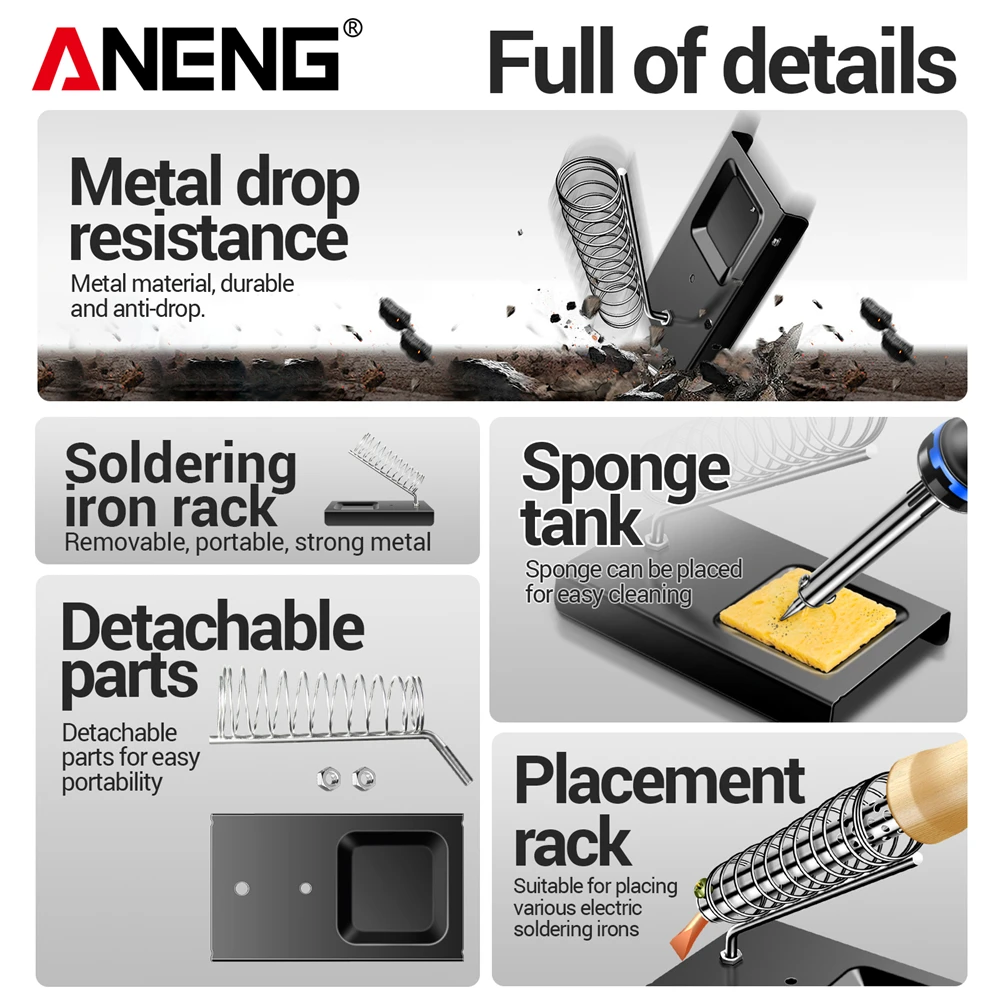 ANENG Universal Soldering Iron Stand Holder with Cleaning Sponge Bracket - Stable Base DIY Tool for Soldering Stations