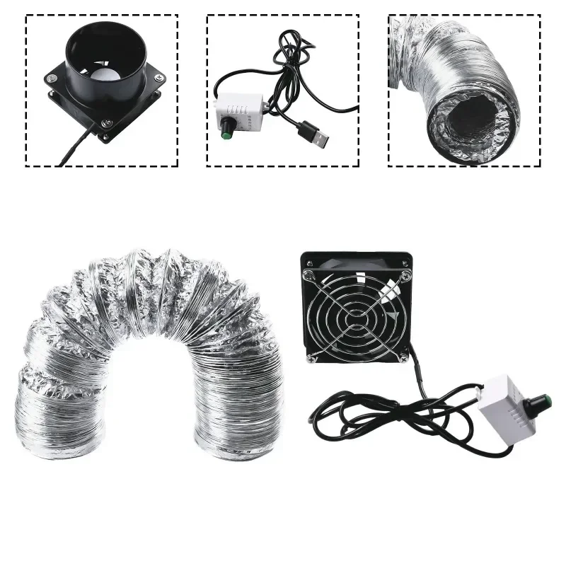 1 conjunto de velocidade ajustável absorvente de fumaça de solda extrator de fumaça ventilador tubo exhuast ventilador usb velocidade ajustável com 1m tubo