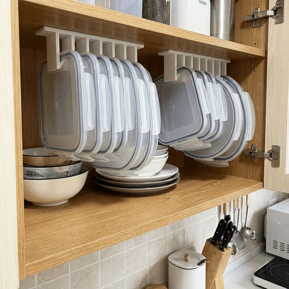 3D Printed Crisper Lid Storage Rack Mold Resistant Wall Mounted Multi-slot Lid Hanger Space Saving Plastic