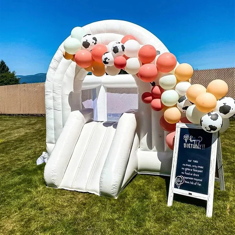 Poço de bola inflável comercial, mini casa de salto branca, castelo de salto/castelo inflável para jogo macio