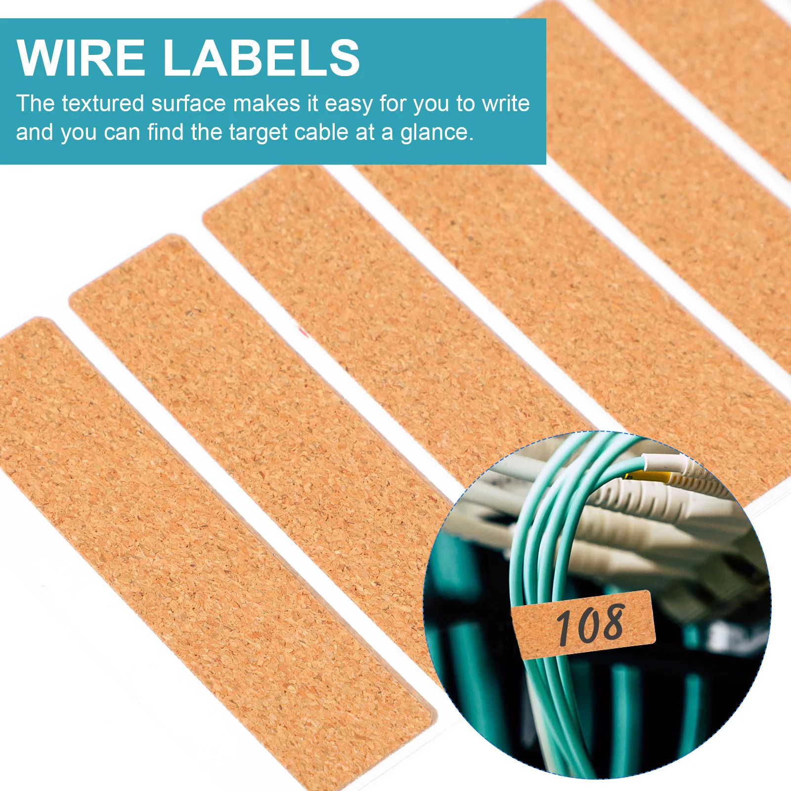 Étiquettes de câbles d'écriture manuscrite, 21 pièces, autocollants auto-adhésifs de Style liège pour organiser les fils d'ordinateur, chargeurs, cordons Ethernet