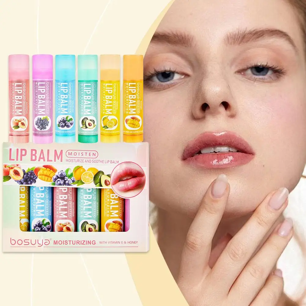 6-teiliges Lippenbalsam-Set mit verschiedenen Fruchtaromen - Feuchtigkeitsspendend, pflegend & beugt rissigen Lippen vor - Pflege für trockene Lippen & feine Linien – Detail 5
