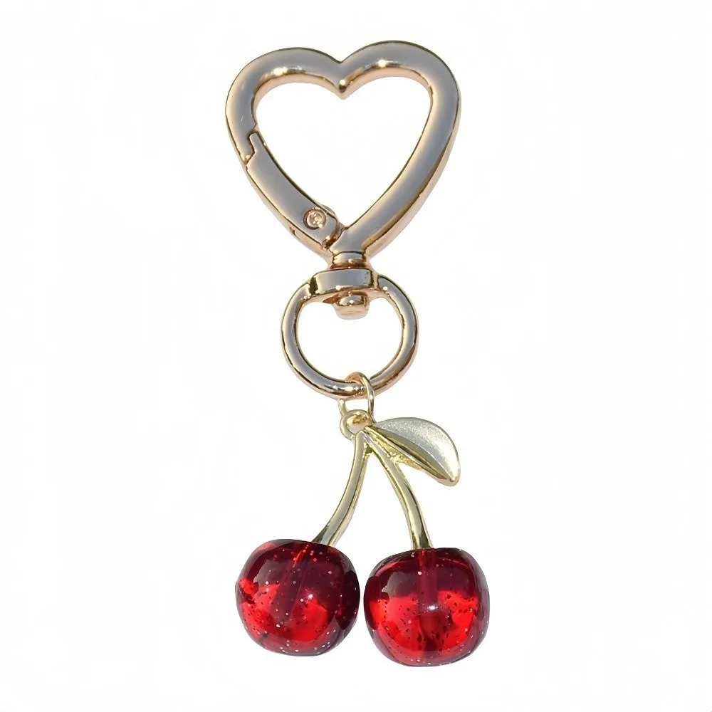 New Simulation Fruit Cherry Keychain DIY Jewelry Creative Car Key Ring Resin Bag Pendant Backpack Hanging Decoration