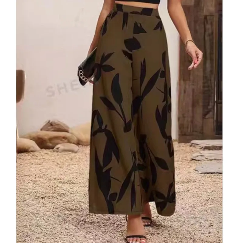 Women Pants Casual High Waist Wide Leg Trousers Fashion Print Loose Long Pant 2024 New Elegant Commuter Ladies Trouser