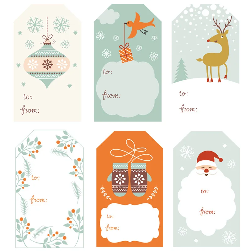 Pegatinas de Feliz Navidad, etiquetas con nombre de regalo, decoración navideña, sello de dibujos animados, alce, para embalaje de regalo, 50-250