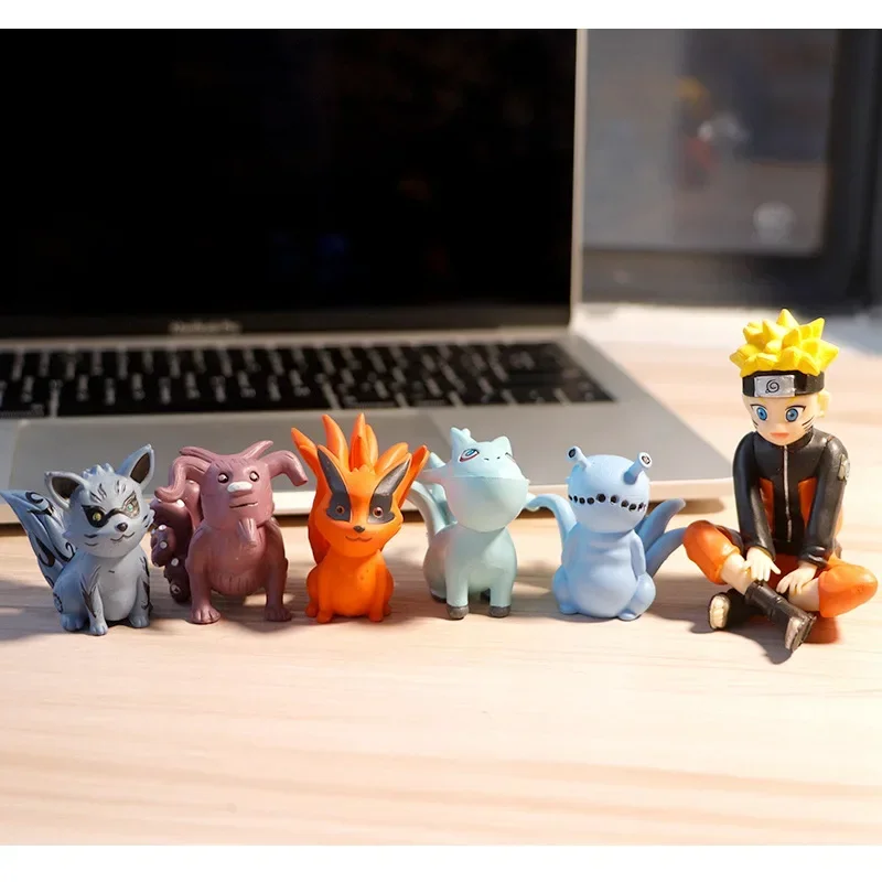 11Pcs/Set Q Version Naruto Anime Figure Uzumaki Bijuu Figurine PVC Action Figures Collection Model Toys for Kids Birthday Gifts