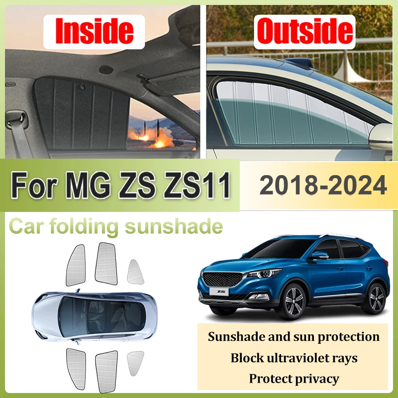 

Car Sunshades Coverage For MG ZS ZS11 Accessories ZST 2022 2018-2024 Window Foldable Sun Visors Sunscreen Privacy Auto Sun Shade