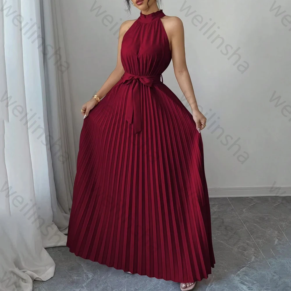 Elegante lovertjes chiffon mouwloze avondjurken sexy plooi lange jurk prachtige hoge kwaliteit prom feestjurken op maat