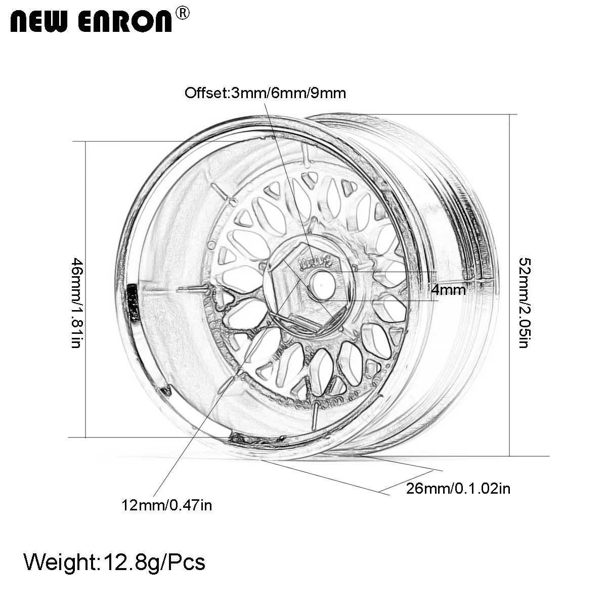 NEW ENRON On-Road Drift 3mm / 6mm / 9mm Offset Wheel Hubs Rim 4PCS For RC Car 1/10 Traxxas HSP HPI Kyosho RedCat Sakura