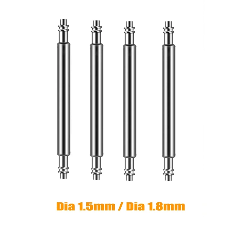 10 Uds. De pasadores de enlace de correa de barra de resorte de 1,5mm y 1,8mm de diámetro, aptos para barras de eslabones de pulsera de reloj de 16mm, 18mm, 19mm, 20mm, 21mm, 22mm, 24mm y 26mm