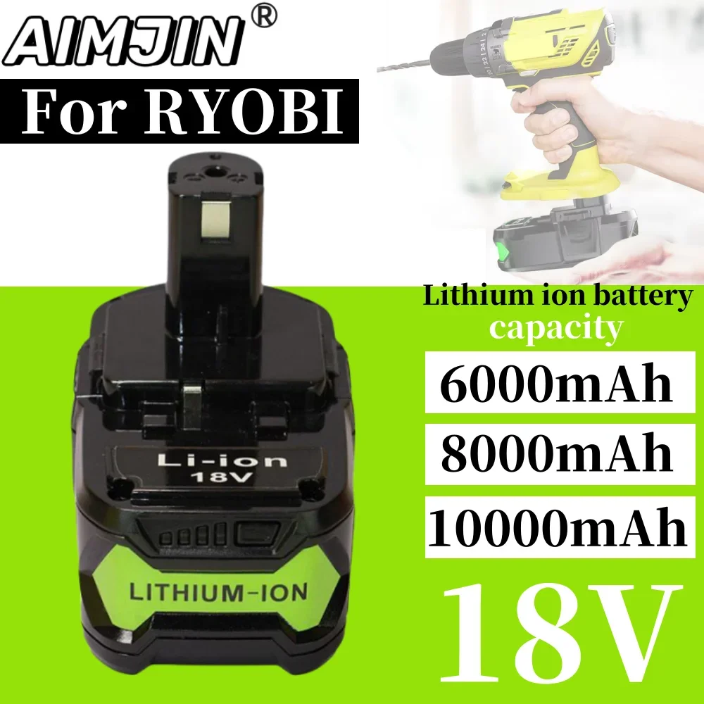 P108 6.0Ah-10.0Ah 18V Li Ion Rechargeable Battery for Ryobi ONE+ P104 P105 P107 P106 RB18L50 RRS1801M R18CS7-0 BPL1820 R18IW3-0