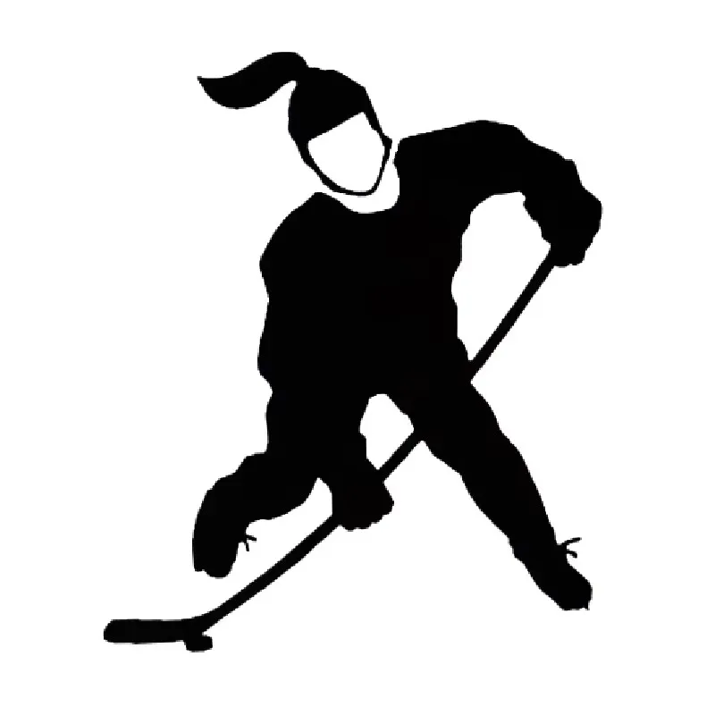 17 * 14cm girl ice hockey player cartoon pattern design, car window bumper, motorcycle fuel tank decoration, car sticker
