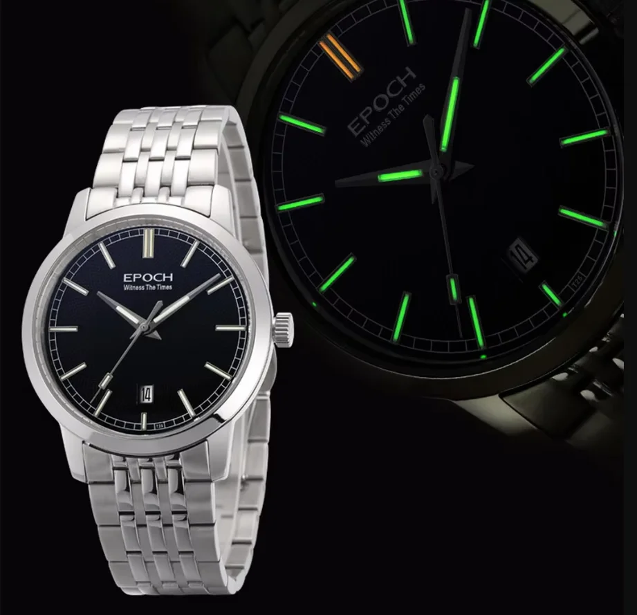 

Мужские автоматические часы EPOCH, 40 мм, механические наручные часы, ультратонкие, 9,4 мм, светящаяся трубка, 10ATM, водонепроницаемые, сапфировое стекло, Miyota9015