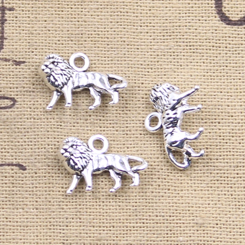 20 sztuk Charms zwierząt lew 12x18mm antyczne srebro kolorowe wisiorki DIY rzemiosło dokonywanie ustaleń Handmade biżuteria tybetańska — zdjęcie 3