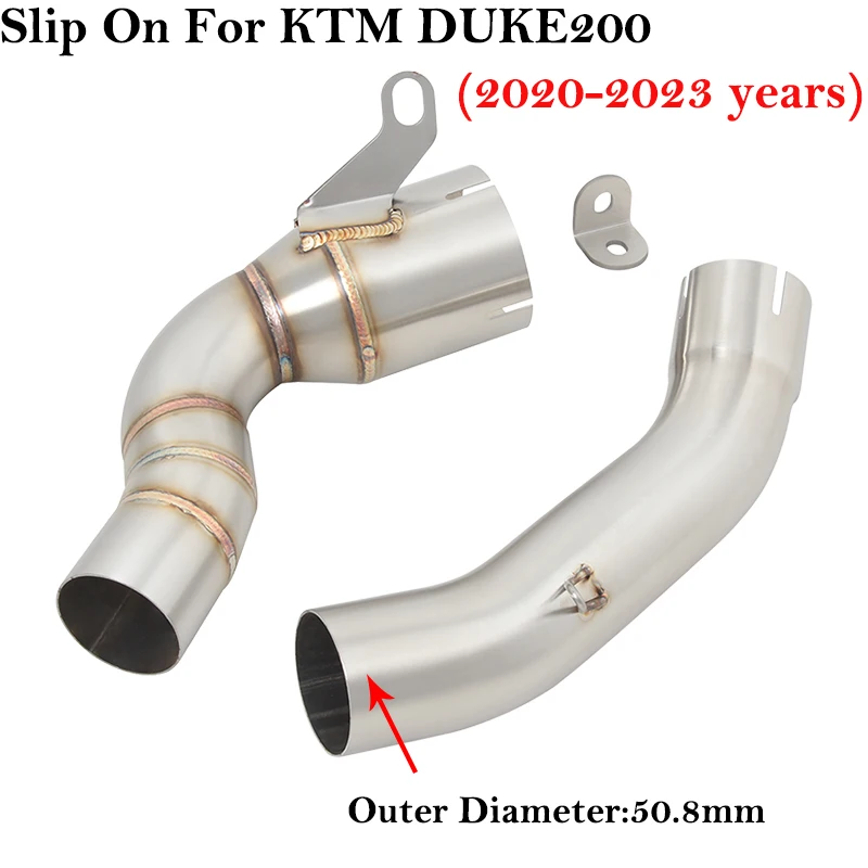 For KTM DUKE200 DUKE 200 2020 2021 2022 2023 Motorcycle Exhaust Escape Systems Modify Middle Link Pipe 51mm Stainless Steel