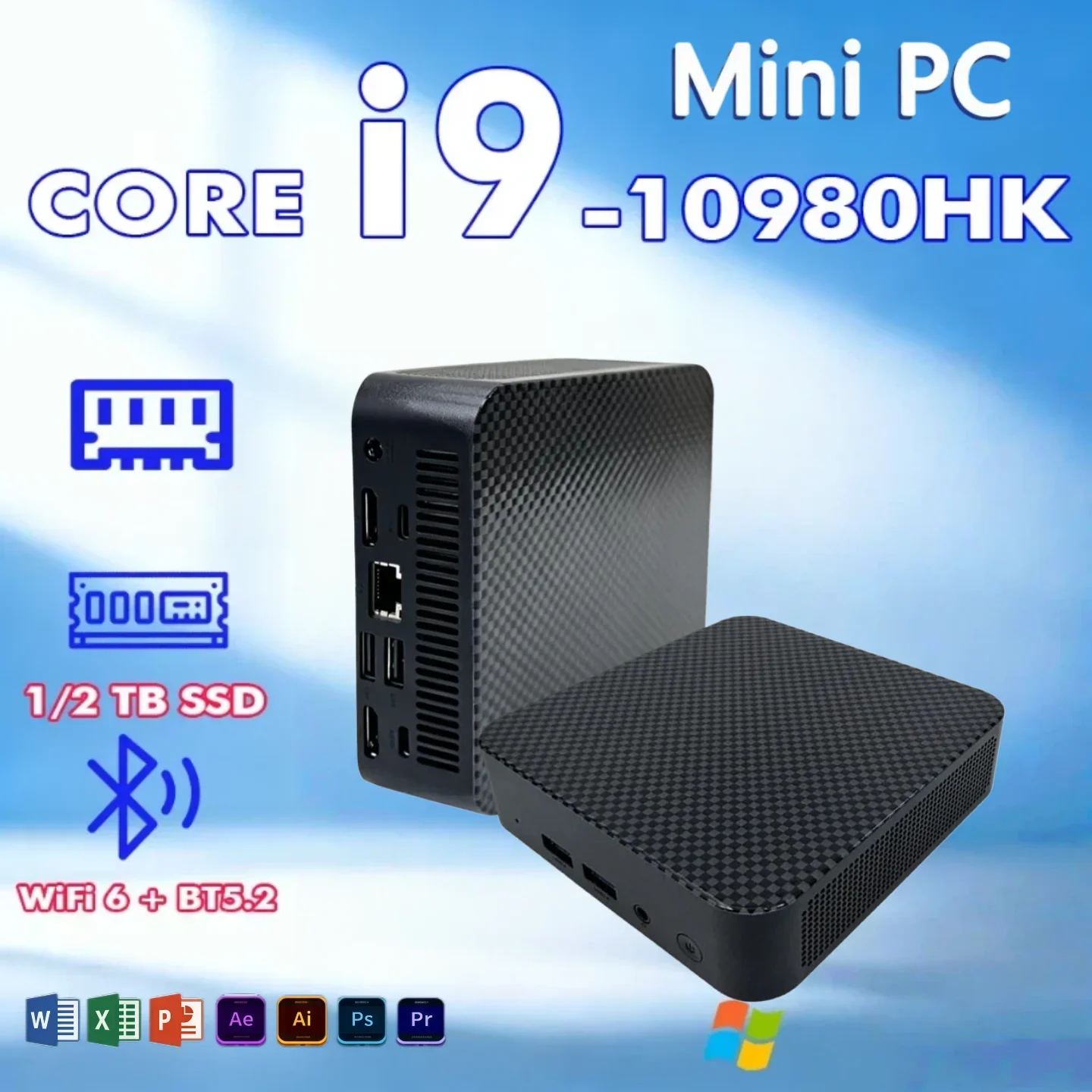 ポータブルミニpc、intel-core-i9-10980hk、16gb-ram、1tb-2tb-ssd、wi-fi対応、ゲーミングpc、オフィスpc、デスクトップpc