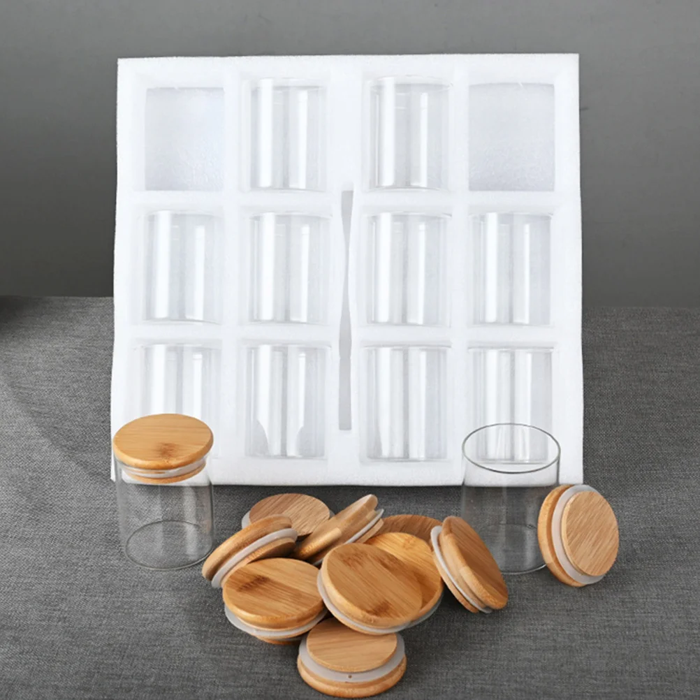 

12Pcs Glass Jars Bamboo Lids Airtight Kitchen Food Storage Containers Cereal Canisters Glass Jar Bamboo Lid Airtight Jar