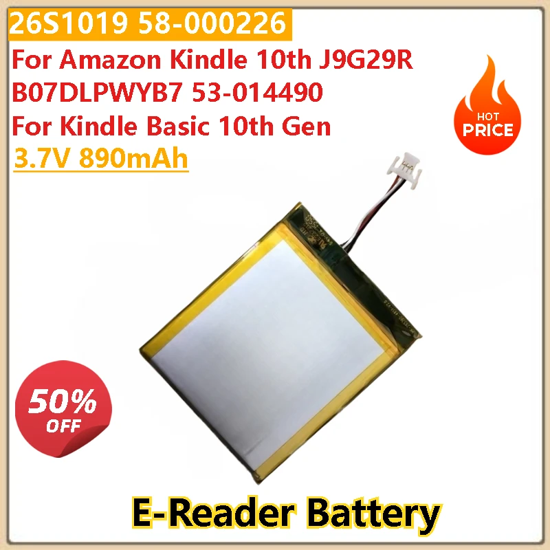 

3.7V 890mAh E-Reader Battery 26S1019 58-000226 for Amazon Kindle 10th J9G29R B07DLPWYB7 53-014490 High Quality