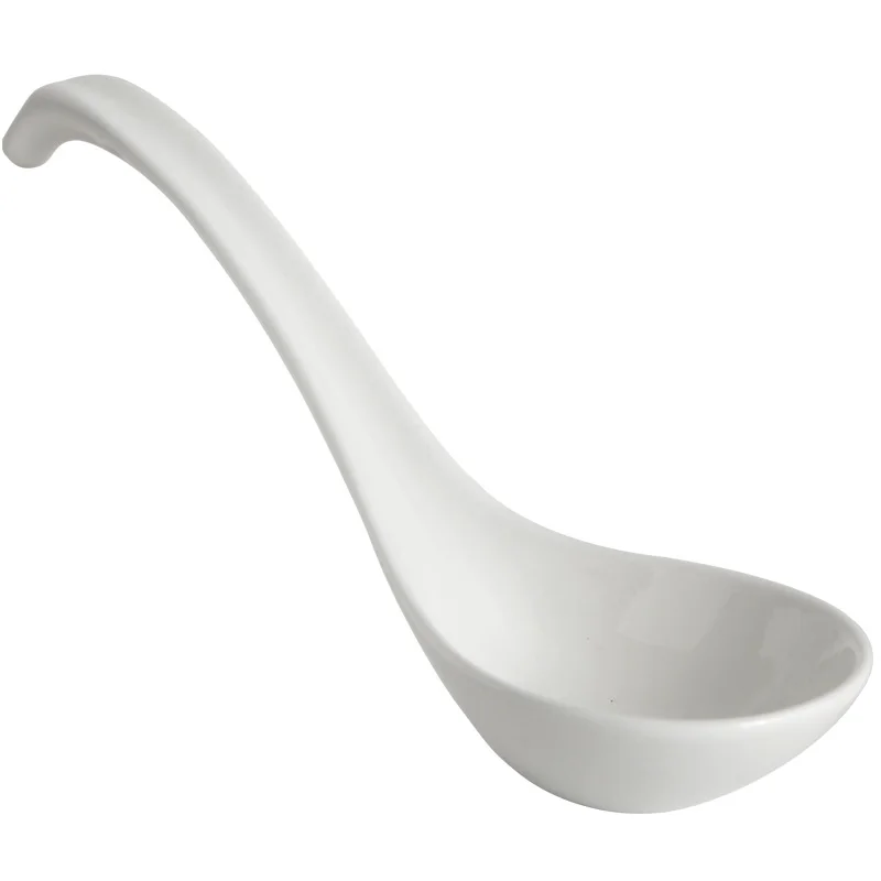 Bone China, Big Ceramic Round Spoons, Long Spoon for Soup, Ladle Soup, for Mashed Potatoes, for Seving, for Cooking