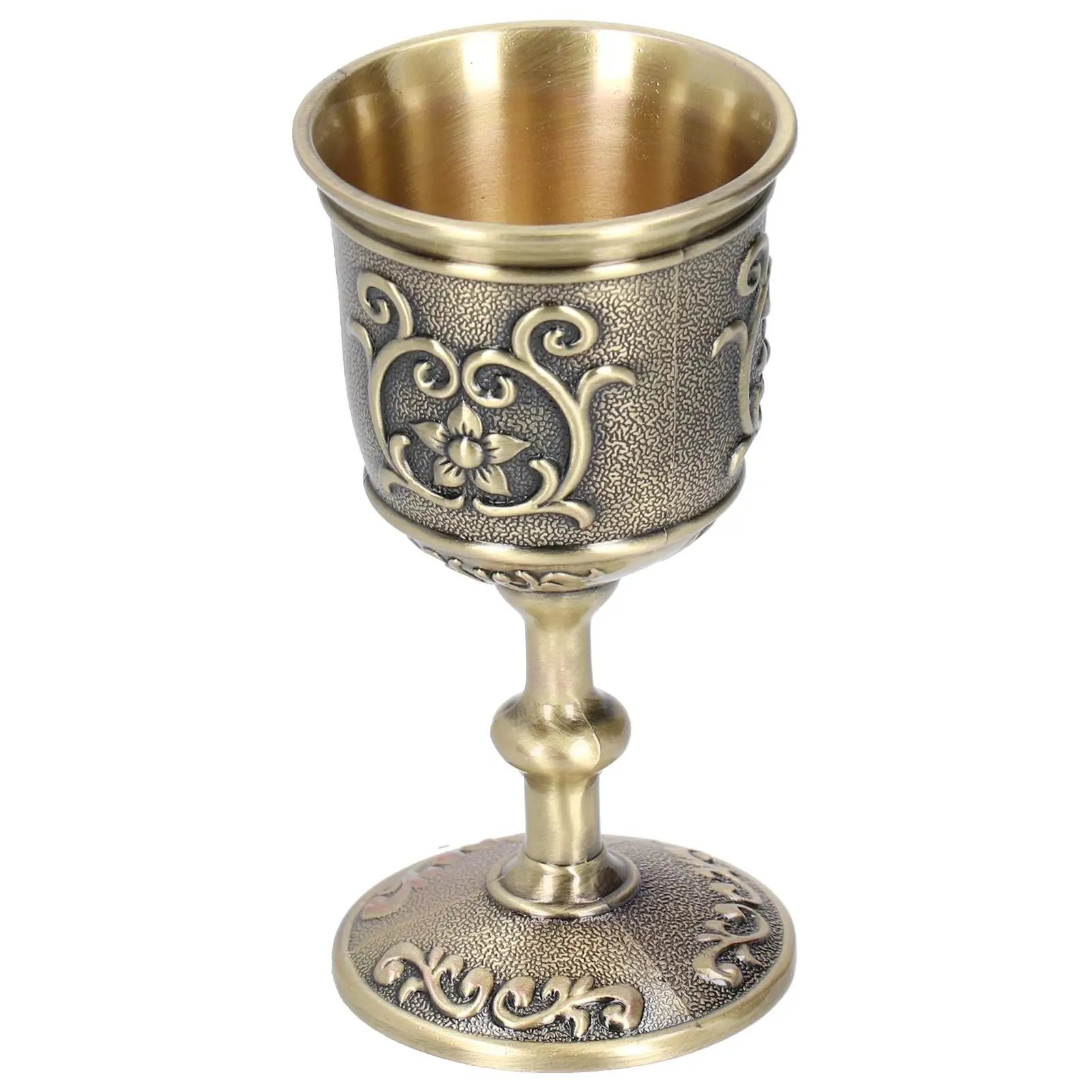 Vintage Bronze Wine Goblet - Embossed European Royal Chalice for Whiskey & Party Supplies