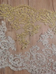 1 Yard 17cm wide Gold Silver Polyester Embroidery Lace Trim for Bridal Wedding Gown Costume Design Lace Ribbon