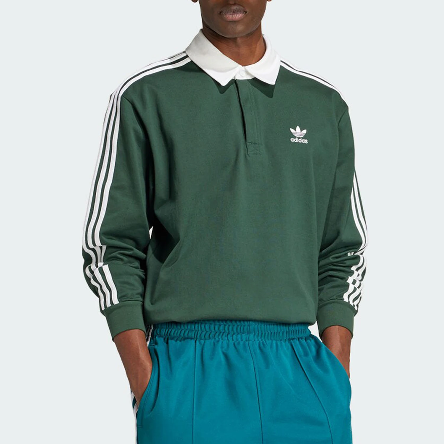 

Оригинальная мужская рубашка-поло Adidas с американским спортивным воротником в три полоски IZ2468