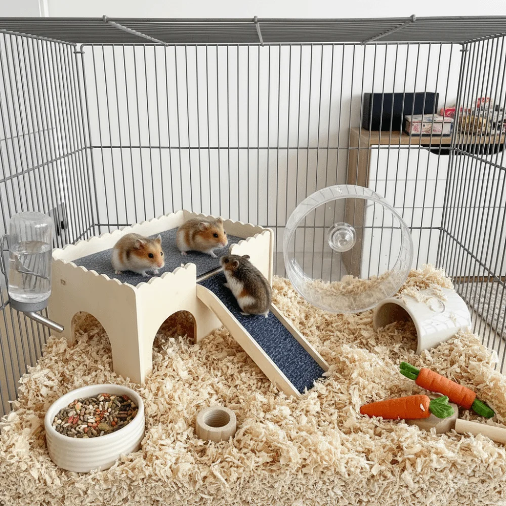 

Bite Resistant Wooden Hamster House Removable Double-Layer Small Pet Climbing Toys Climbing Ladder Breathable