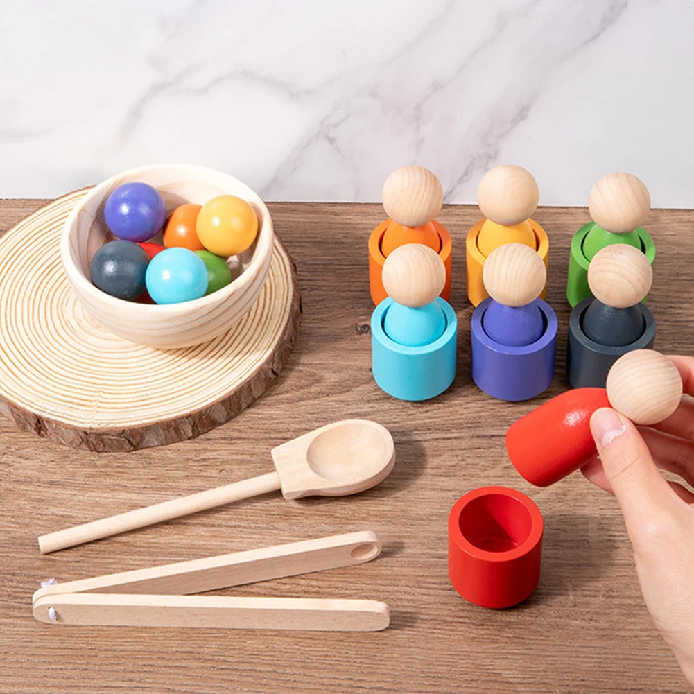 Houten Montessori Sorteerspel Multifunctioneel Montessori Kleursorteerspeelgoed Kleurafstemmingsspeelgoed voor Outdoor Travel School