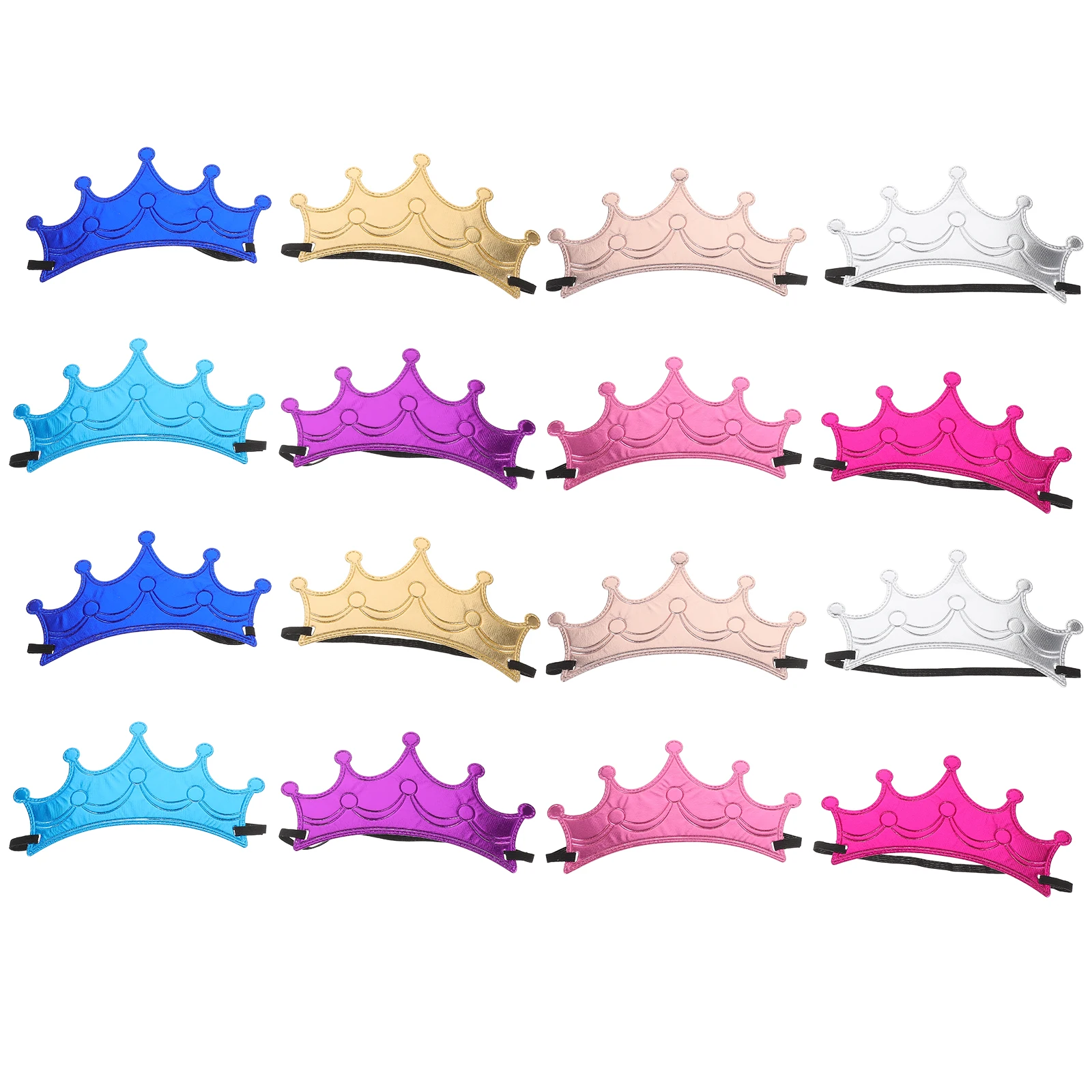 

16pcs Crown Hair Accessories Birthday Hats for Kids Reusable Party Supplies Costume Props Children Polyester Hair Decorations