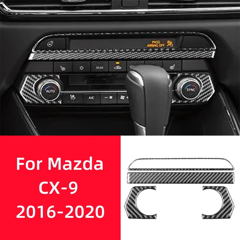 

Для Mazda CX-9 2016-2023, аксессуары для интерьера, кнопки кондиционирования воздуха из углеродного волокна для автомобиля, декоративная наклейка для панели, крышка, рамка для отделки