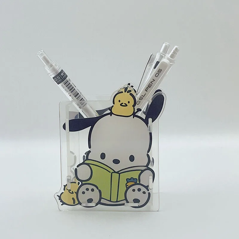 Hello Kitty Pen Holder Anime Sanrio Pochacco Kuromi Desktop Pen Holder Cartoon Decoration Ornament Girls Fun School Supplies