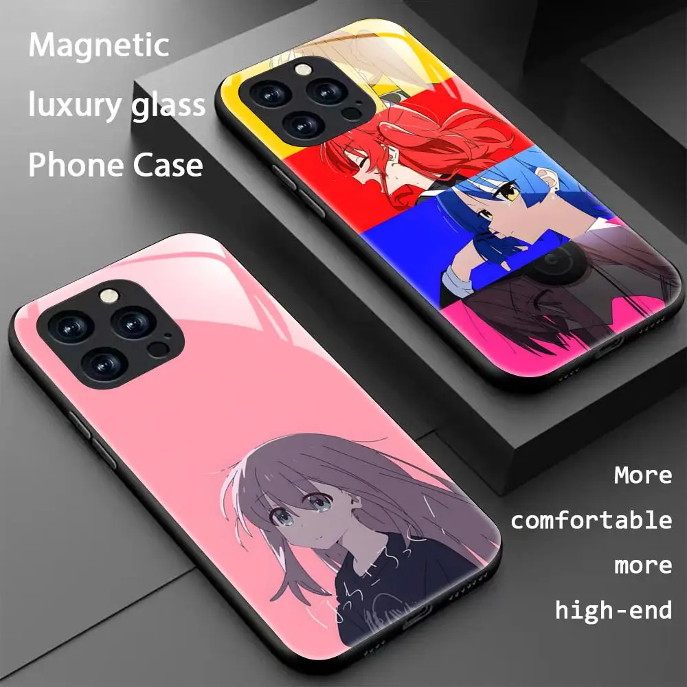 Coque de téléphone magnétique en verre Bocchi the Rock Cool A-Anime pour iPhone 17 16 15 14 13 12 11 X XR XS 8 Plus Mini Pro Max