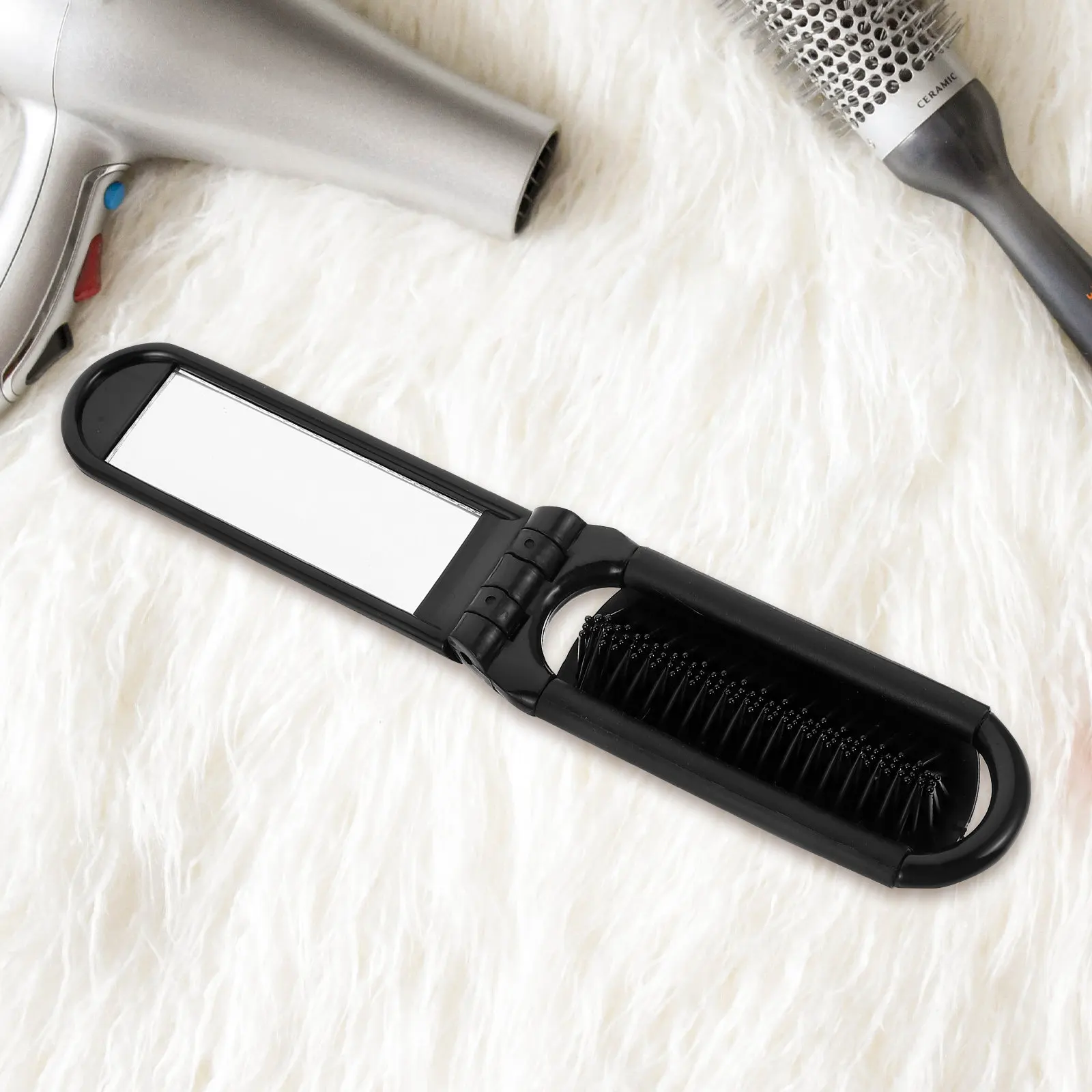 

Набор из 5 складных портативных расчесок для волос: мини-расчески для путешествий с зеркалом, компактные инструменты для укладки и распутывания волос