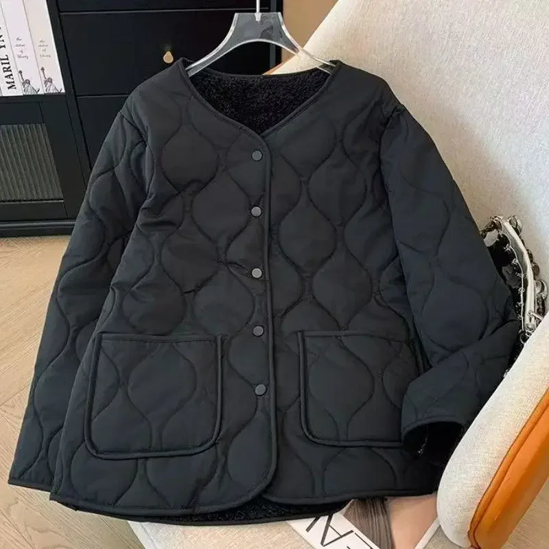 سترة نسائية جديدة لخريف وشتاء 2025 من القطن سترة قطنية فضفاضة للركاب واحدة الصدر #5