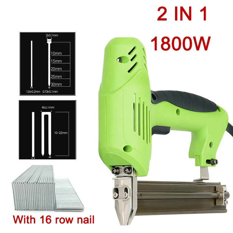 2 In 1 1800W Electric Nail Gun Nailer Stapler Woodworking Electric Tacker Furniture Staple Gun For Frame Power Tools F30 422