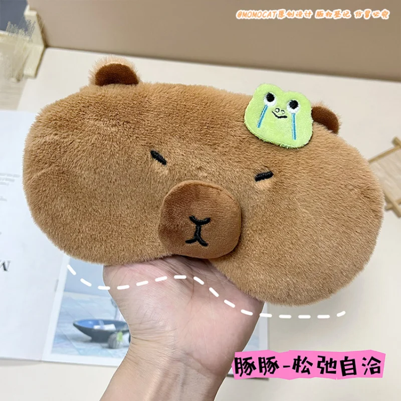 Capybara Sleeping Eye Mask Cartoon Plush Shading Eye Cover Portable Travel Relax Eyepatch Lunch Break Eyeshade Eye Care Tools