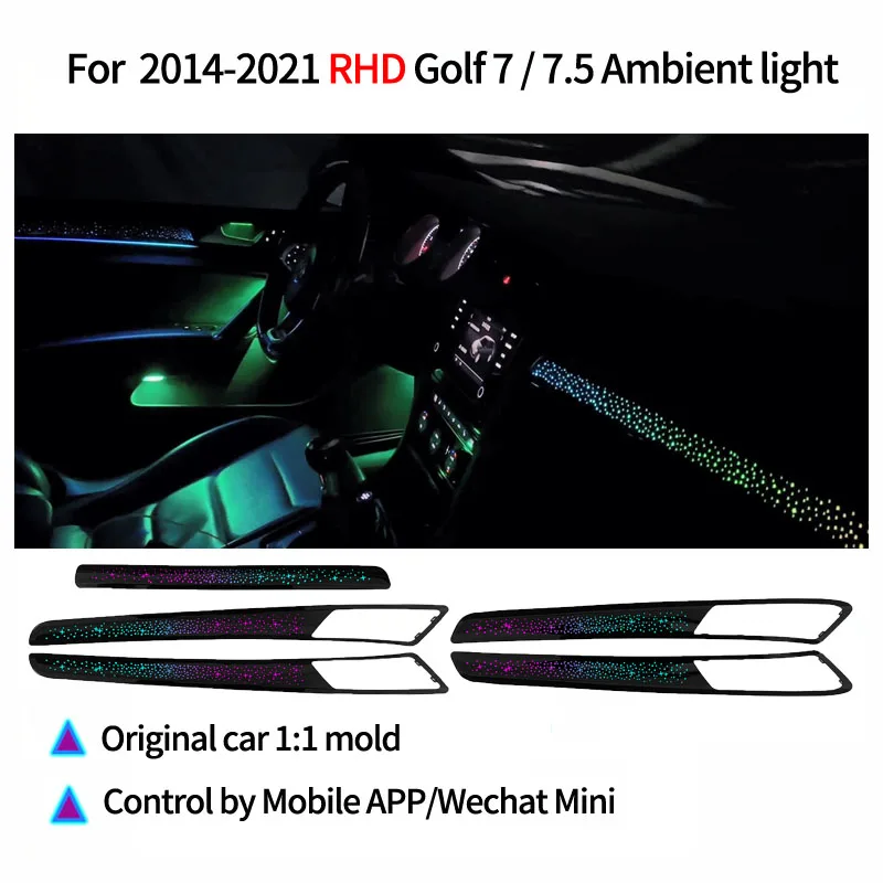 Ouchuangbo Ambient Light for 2014-2021 Golf 7 7.5 GTI GTD GTE Golf R MK7 7.5 TSI TCR RHD Backlight Atmosphere Kit Ambientale