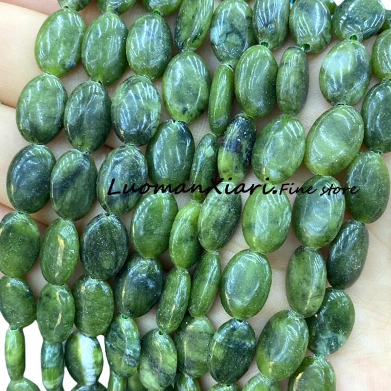 Natural Stone Smooth 10x14MM Flat Oval Shape Southern Jade Spacer Beads for Jewelry Making Diy Bracelets Charms Accessories