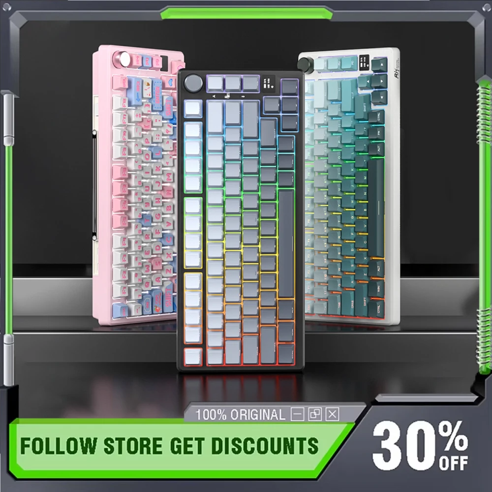 

Механическая клавиатура RK S75, Bluetooth, трехрежимная RGB, горячая замена, индивидуальная прокладка, беспроводная игровая клавиатура, подарки для киберспорта и геймера