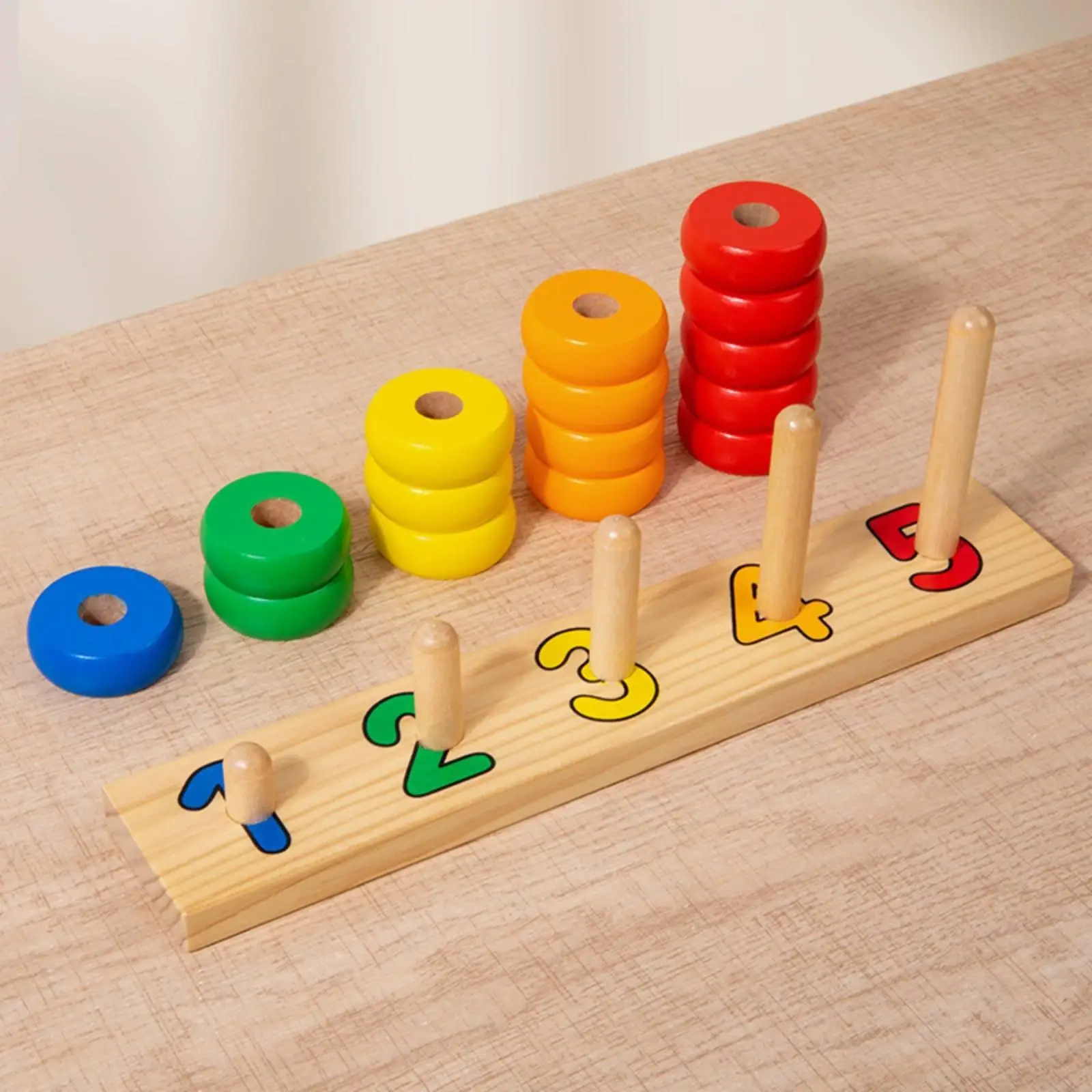 Wooden Stacking Game Children Learning Blocks Montessori Puzzle Kids Educational Toy for Fine Motor Skill Development