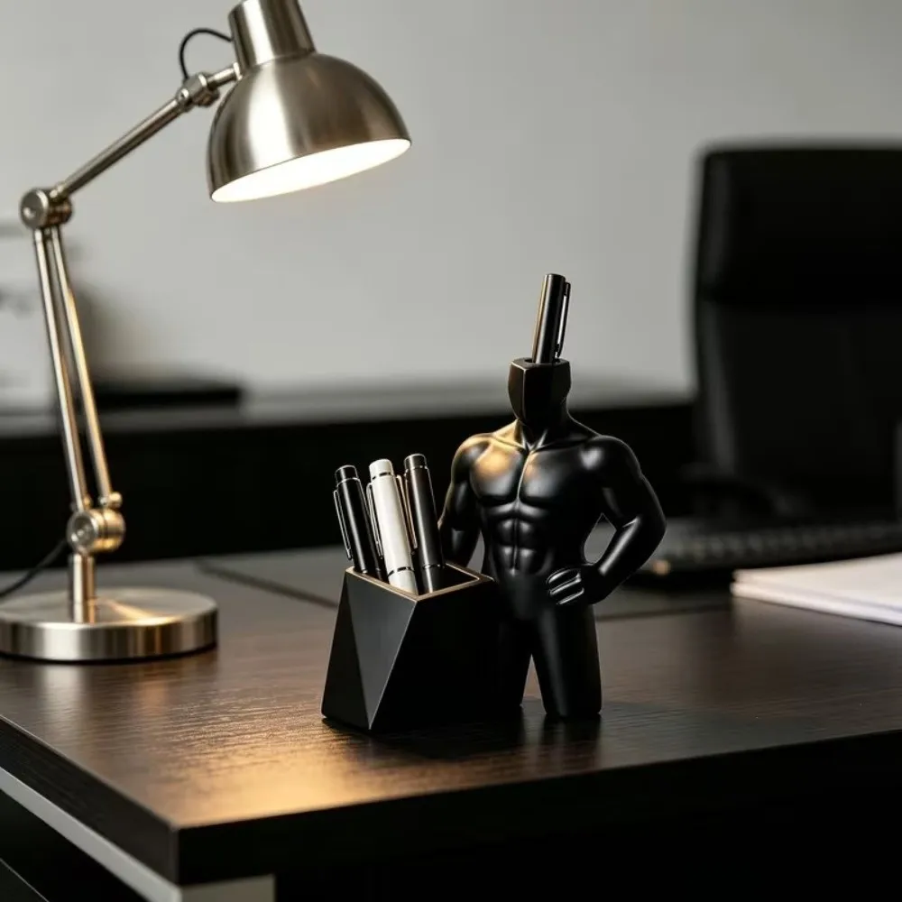 3D Printed Figurine Pen Holder Ornaments Home Decoration Storage Box Funny Multifunction Muscular Male Figurine Student