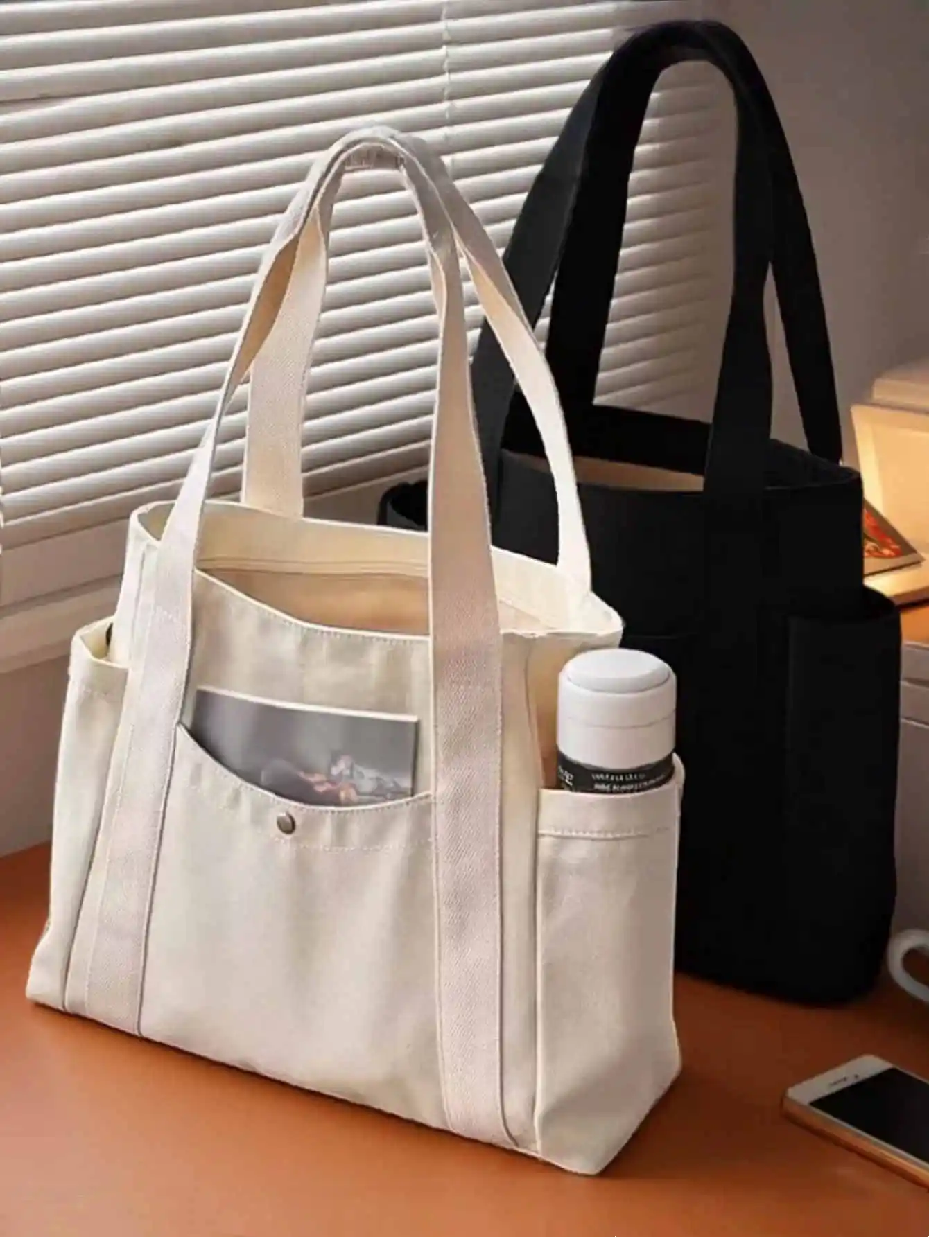 Large Capacity Canvas Tote Bags for Work Commuting Carrying Bag College Style Student Outfit Book Shoulder Bag Shopping Bag