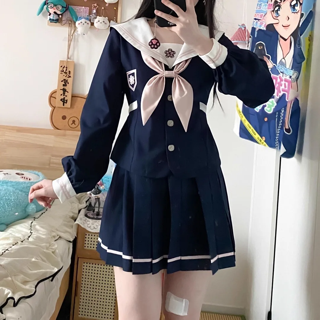 Koreanischer Matrosenanzug JK Uniform Langarm Seifuku Japanischer College-Stil Kurzarm-Set Rollenspiel Schule Studentenkleidung