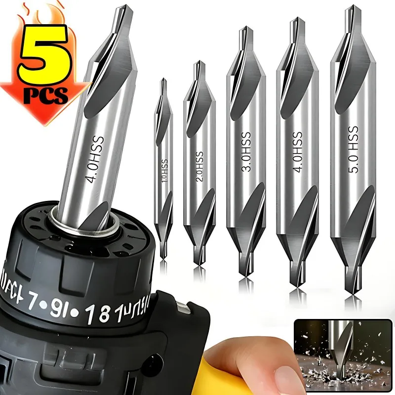 

1/2/3/4/5mm HSS Countersinks Center Drill Bits 60° Angle Centering Drill Bit Power Tools Metal Drilling for Lathe Metalworking